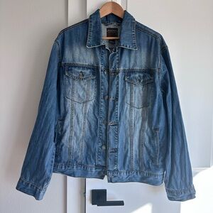 Men’s Roper Western Denim Jacket Coat with USA Flag – Size Medium